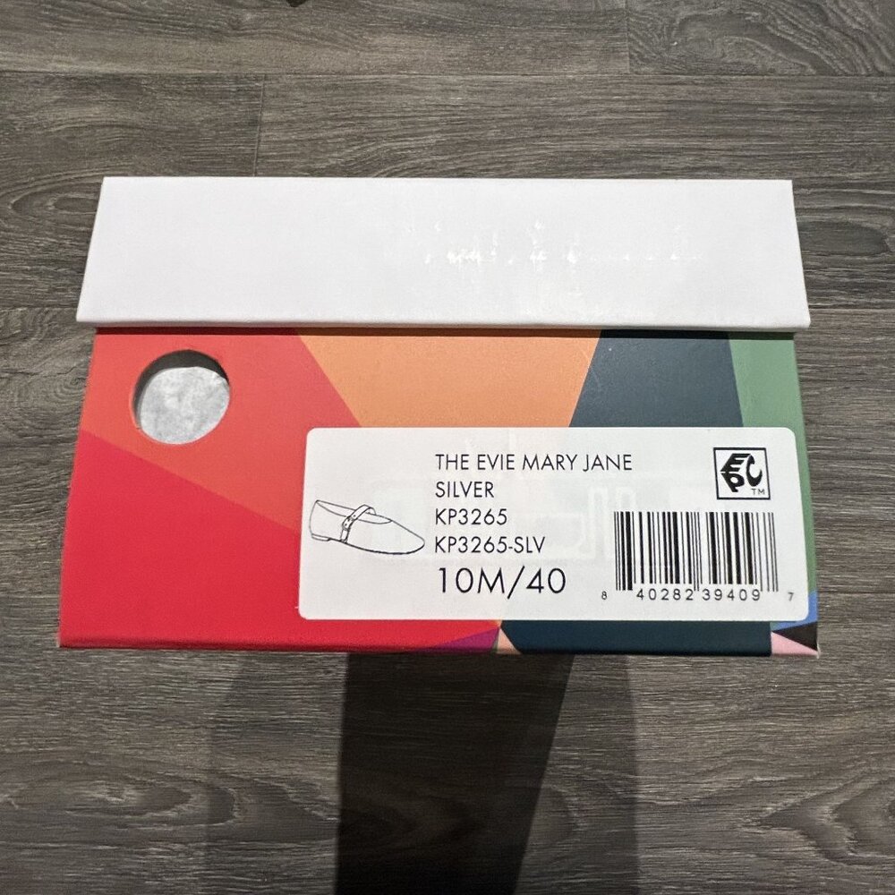 NEW Katy Perry The Evie Mary Jane Flats Size 10 / 40 Silver Metallic Memory Foam - Picture 5 of 10